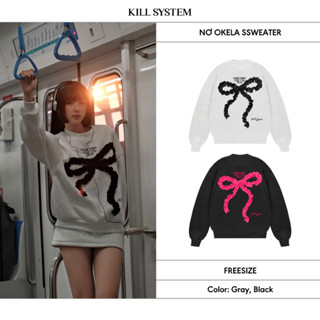 KILL SYSTEM - Áo sweater Nơ OKELA Killsystem oversize hình nơ nổi may nhún chất nỉ