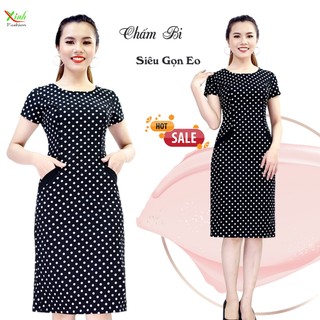 Đầm Suông Chấm Bi Siêu Gọn Dáng DL248