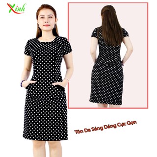 Đầm Suông Chấm Bi Siêu Gọn Dáng DL248