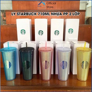  Cốc Nhựa Starbucks 720ml Sơn Bóng Tặng Kèm Ống Hút Ly Nước Giữ Nhiệt Lạnh Nhiều Màu 