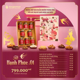 [NHÂN NGẪU NHIÊN] Set quà Tết Hạnh Phúc 1 Nonglamfood | Hạt mứt tết cao cấp, quà tặng cho người thân