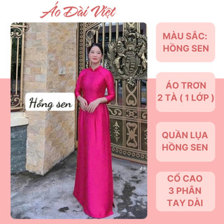  Áo Dài Vải Lụa TÔ CHÂU Màu Hồng Sen Form Dáng Chuẩn Đường May Mắn Tỉ Chắc Chắn - Áo Dài Việt 