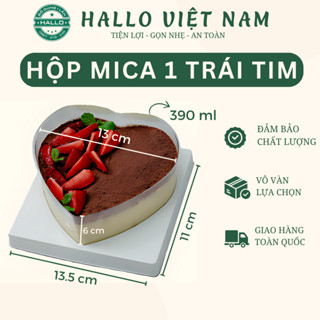 Set 10 Hộp mica 1 trái tim  đựng bánh gato , mousse, panna cotta, tiramisu làm quà tặng 20/10