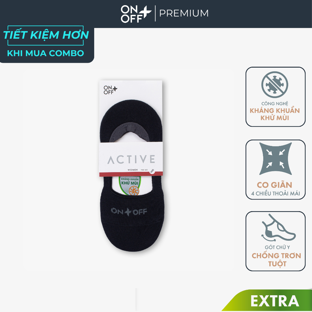 Tất ẩn nữ đi giày lười cotton ONOFF basic công nghệ Ultra fresh kháng khuẩn khử mùi - 16AN24A159