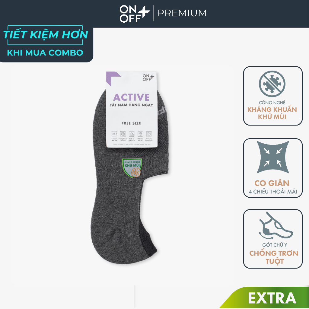 [Mua 5 chỉ 169K] Tất vớ nam ẩn đi giày lười ONOFF Extra cotton kháng khuẩn khử mùi 18AN24A153