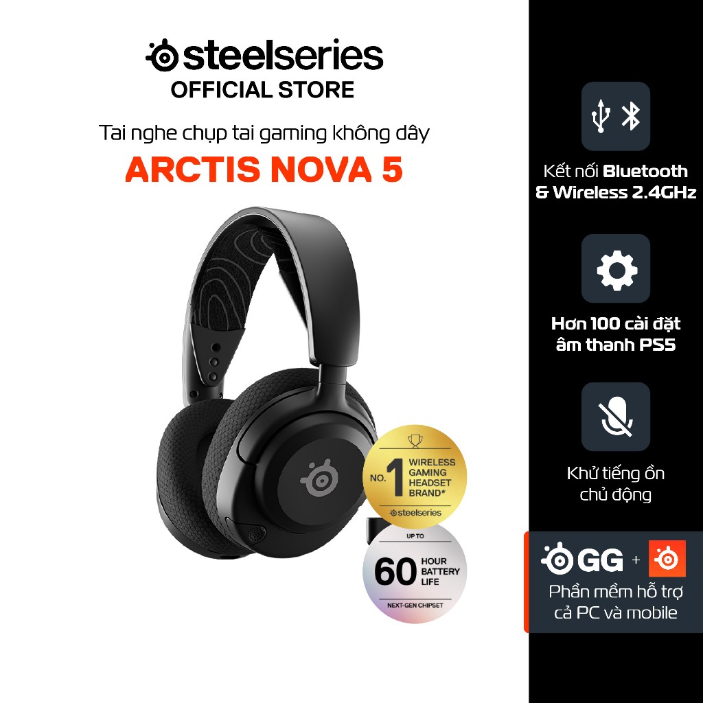 Tai nghe gaming không dây Steelseries Arctis Nova 5 Pin 60 giờ Micro khử ổn AI vừa chơi game vừa gọi điện | BigBuy360 - bigbuy360.vn
