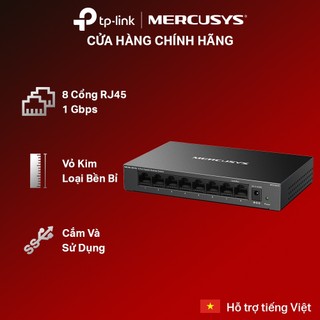 Bộ Chuyển Mạch Switch Mercusys MS108GS 8 Cổng Gigabit RJ45 10/100/1000 Mbps, Tiết Kiệm Năng Lượng