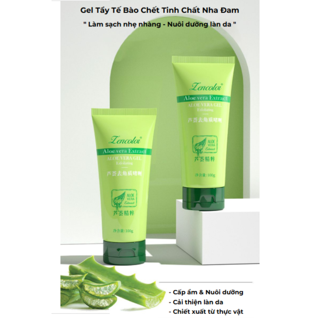 Gel tẩy tế bào chết nha đam Lencolor - Làm sạch bụi bẩn trên da, giảm thâm sạm, cho làn da tươi trẻ - QUINN BEAUTY