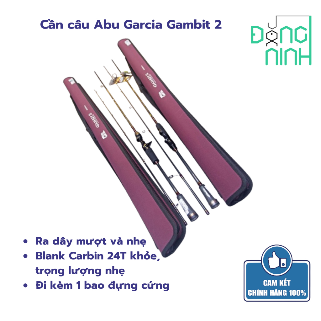 Cần câu Abu Garcia Gambit 2, cần lure, cần câu cá, cần máy đứng, cần máy ngang