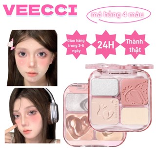 VEECCI Má Hồng Bảng Phấn Bắt Sáng Phấn Highlight Mờ 4trong1 Sắc Tông Nude Tự Nhiên 9g