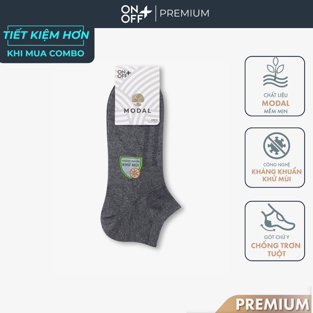 Tất vớ nam modal ONOFF Business Premium không cổ kháng khuẩn khử mùi  - 18AP22A163