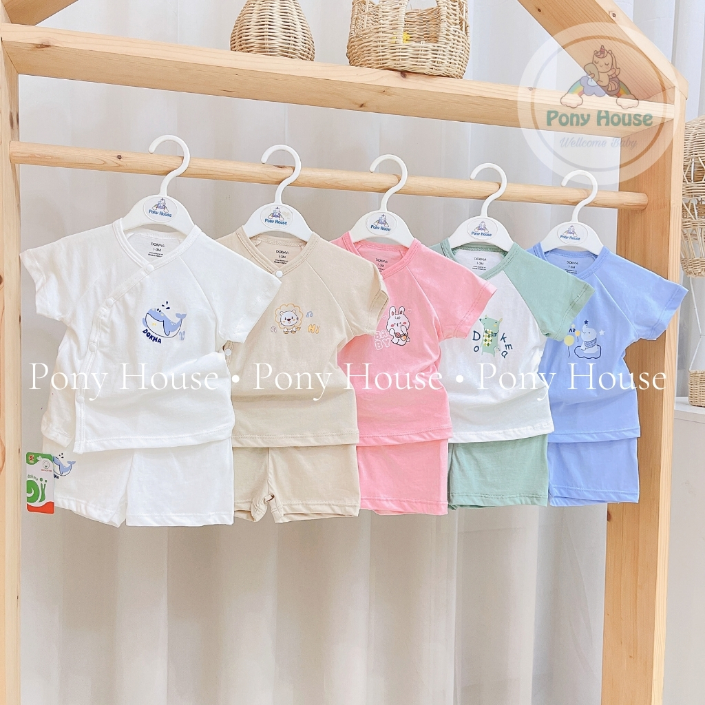 Bộ Cộc Tay Dokma Cài Lệch (Cài Chéo) Chất Cotton Mỹ Siêu Mềm Mịn Cho Bé Trai, Bé Gái Từ Sơ Sinh Đến 9 Tháng