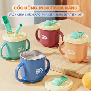  Ly Cốc Uống Nước Uống Sữa Inox 316 Đa Năng Cho Bé – Chia Vạch Tiện Lợi Pha Sữa Hâm Sữa Chống Rò Rỉ 