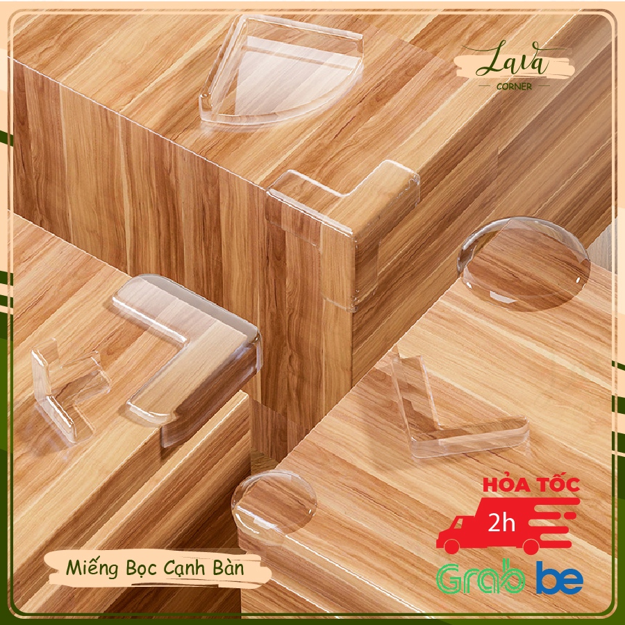 Combo 4 Miếng Bịt Góc Bàn Bọc Cạnh Tủ Vuông Trong Suốt Bằng Silicon Chống Va Chạm An Toàn Cho Bé