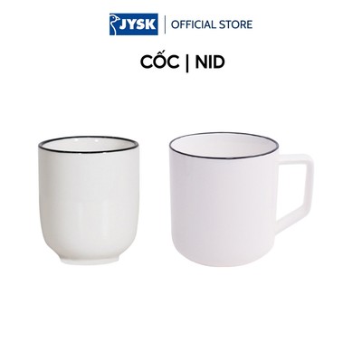 Cốc | JYSK nID | sứ trắng bóng viền đen | DK6.7x7.8cm