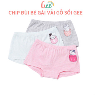GEE Quần chíp bé gái hình mèo cute, Hộp 3 chip đùi bé gái vải sợi tre, gỗ sồi mềm mướt thoải mái cho bé size 10-50Kg