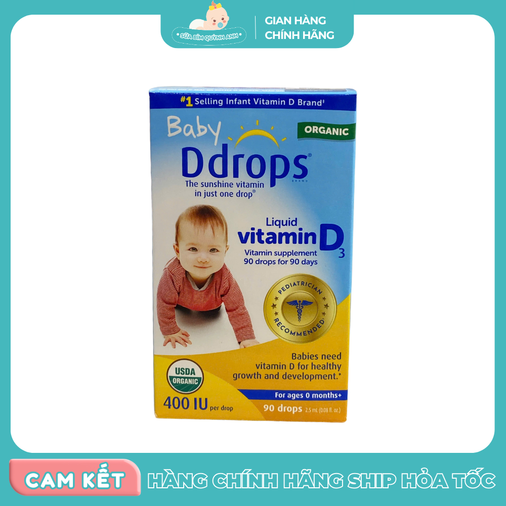 Vitamin D3 Ddrops Organic 400IU 2,5ml bổ sung vitamin D3 cho bé dưới 1 tuổi