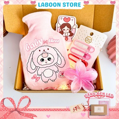 Bộ sưu tập túi chườm 350ml và 1000ml in hình baby kitten mix kèm phụ kiện tóc dễ thương