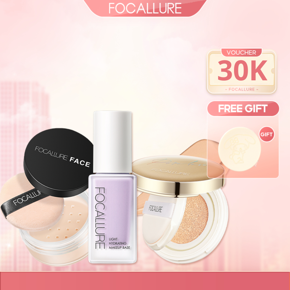Focallure Combo 3 Món Makeup Mặt Kem Lót Dưỡng Ẩm + Cushion Hỗ Trợ Che Phủ + Phấn Phủ Kiềm Dầu | BigBuy360 - bigbuy360.vn