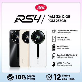   3590K - GIÁ TỐT  Điện Thoại Itel RS4 12 256GB | NFC| 5000mAH | 120Hz| Sạc 45W| BH 12 Tháng 