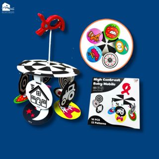  Bộ treo cũi nôi đen trắng - màu cho bé Lalala Baby 10 thẻ gắn nhãn theo độ tuổi - Giáo dục sớm kích thích thị giác 