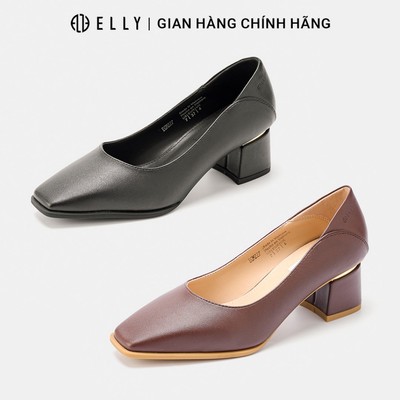 Giày cao gót nữ ELLY EGM227 da microfiber mũi vuông gót 5cm thanh lịch