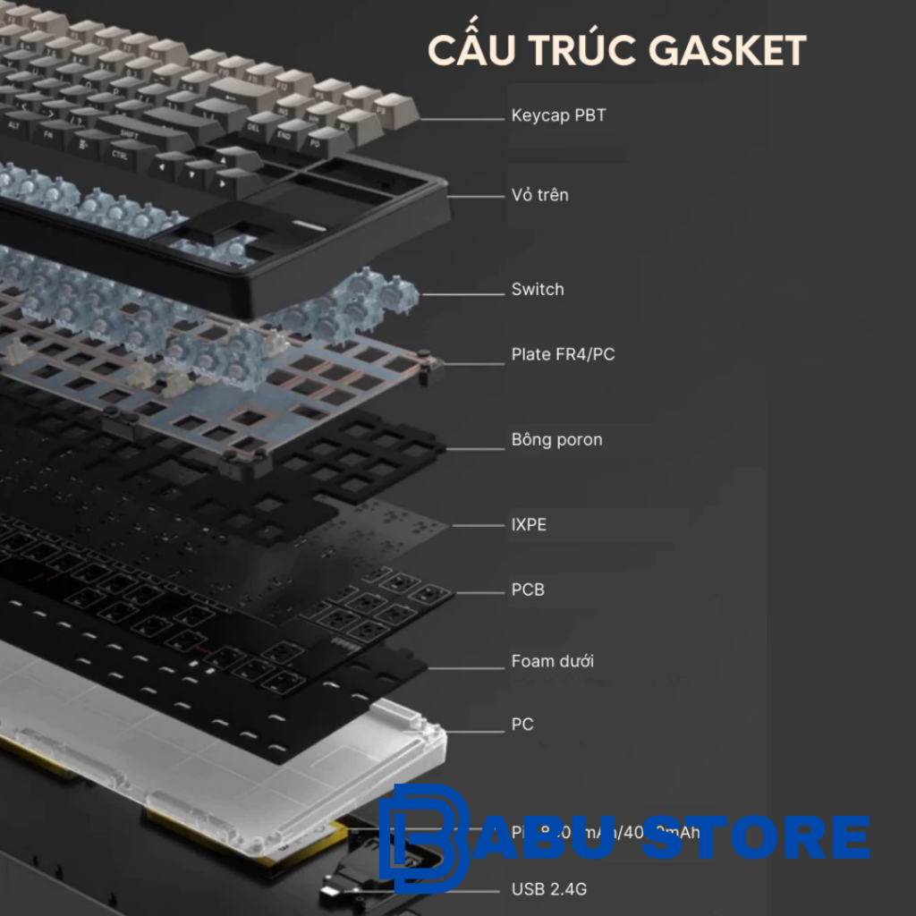 Bàn Phím Cơ Không Dây Riccks RS8 V2 3 Mode | Mạch Xuôi | Led RGB+Led viền | Full Foam,Full Mod | QMK-VIA | BigBuy360 - bigbuy360.vn