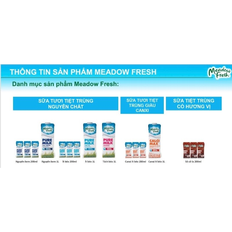 Combo 6 hộp 1L sữa tươi meadow fresh calci max