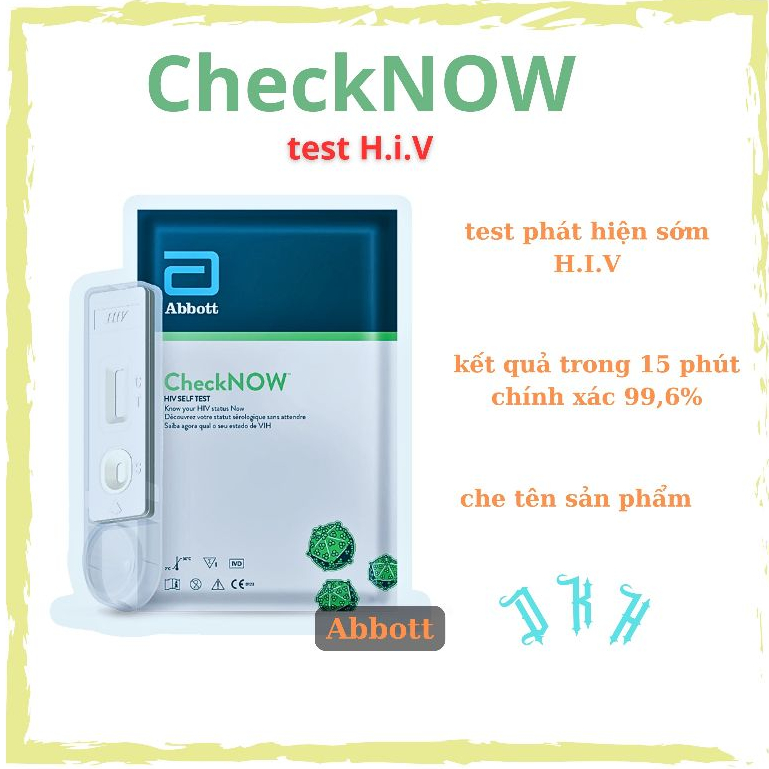 Bộ xét nghiệm Check Now Self Test (che tên) HỎA TỐC HN, test H.I.V tại nhà, chính xác 99.6%, sản xuất ABBOTT