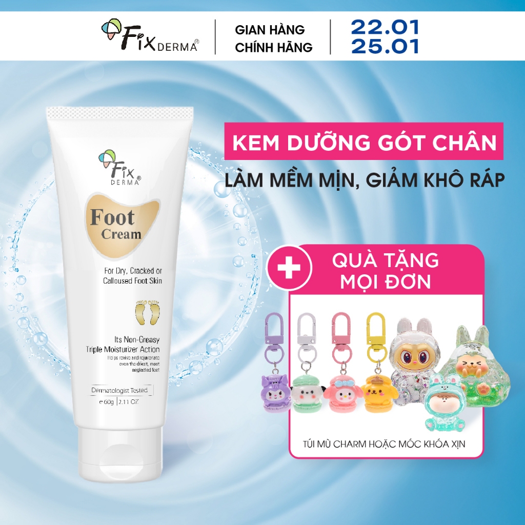 Kem Dưỡng Gót Chân FIXDERMA Foot Cream Giúp Mềm Mịn Và Loại Bỏ Nứt Nẻ, Chai Sần Da 60g