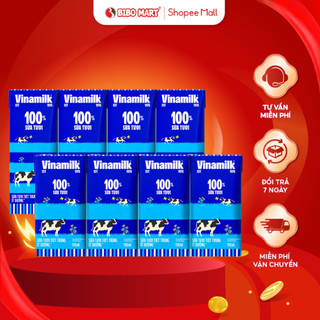  Lốc 4 Hộp Sữa Tươi Tiệt Trùng Vinamilk Ít Đường Giúp Bé Cao Lớn Khỏe Mạnh 110ml 180ml - Bibomart 