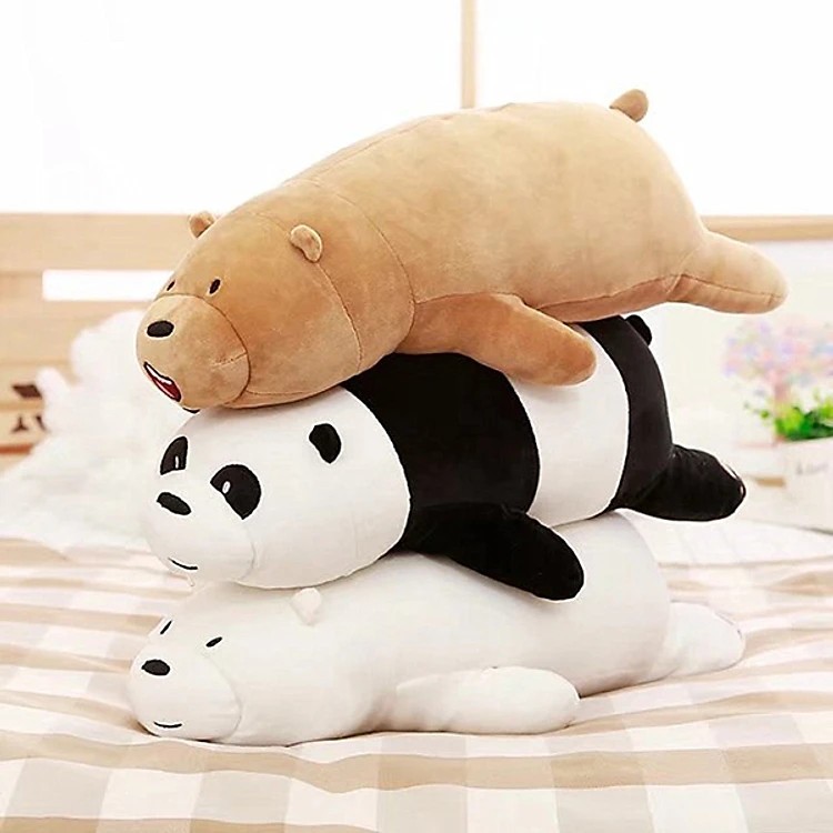 Thú bông anh em nhà gấu We Bare Bears nằm mềm mịn (25cm--->70cm) Gối ôm gấu We Bare Bears dễ thương 