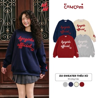 Áo Sweater Nỉ Lông Cáo Tay Raglan Thêu Xù Form Rộng Không Xù Lông Bycamcam ASWD074