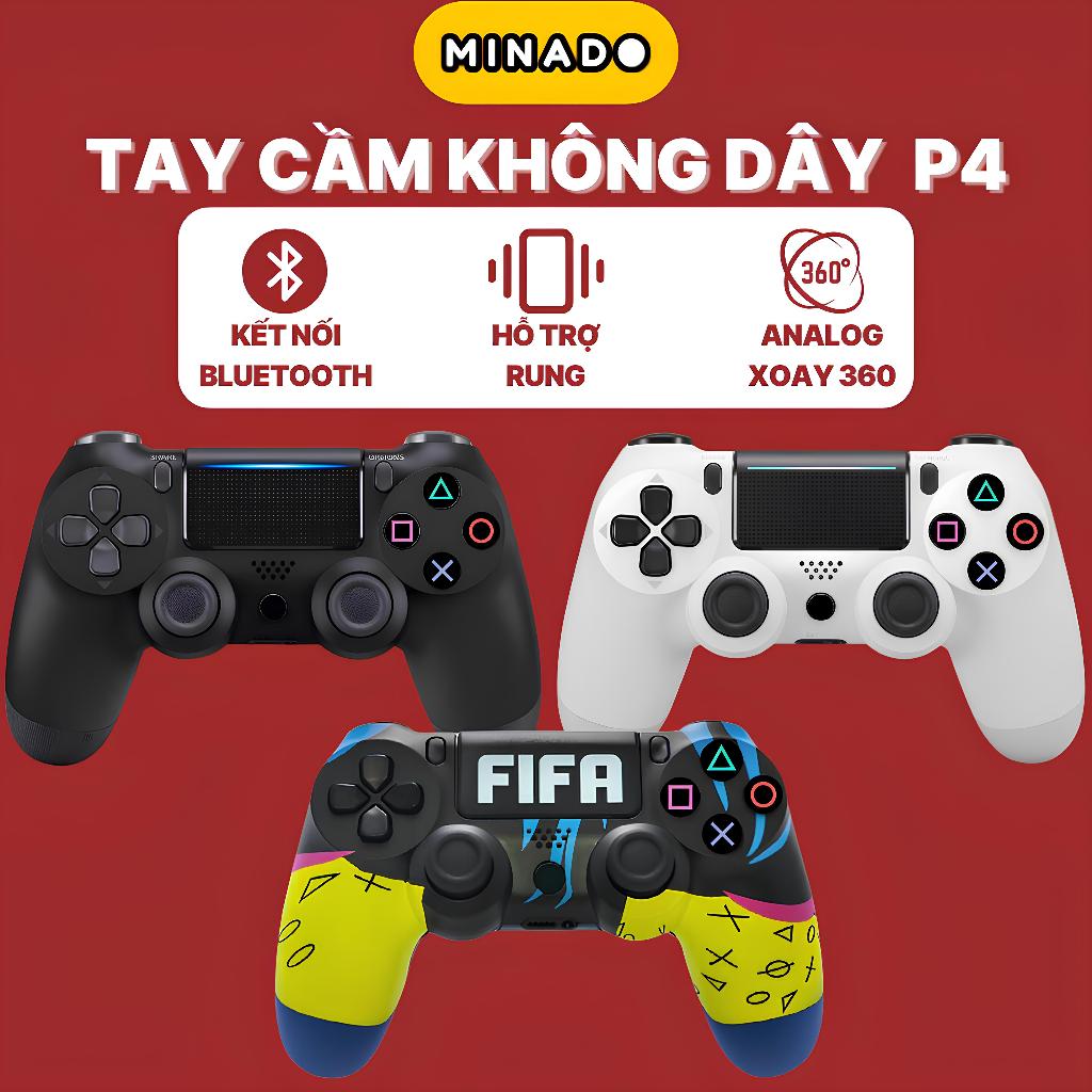 Tay cầm không dây P4 bluetooth pin siêu lâu,Tay cầm chơi game fifa online 4 cho pc laptop