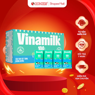  Thùng 48 Hộp Sữa Tươi Tiệt Trùng Vinamilk Không Đường Giúp Bé Cao Lớn Khỏe Mạnh 110ml 180ml - Bibomart 