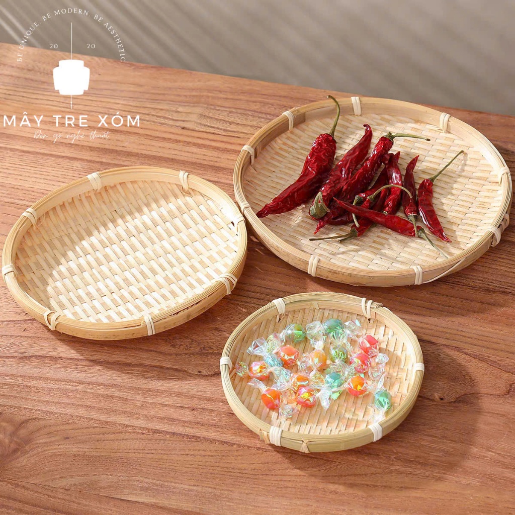 Mẹt tre  trắng trang trí decor