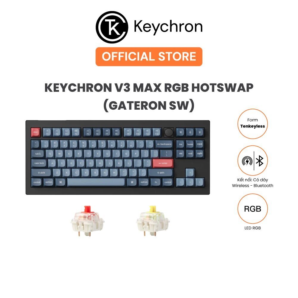 Bàn phím cơ không dây Keychron V3 Max RGB Hotswap (Gateron Sw)