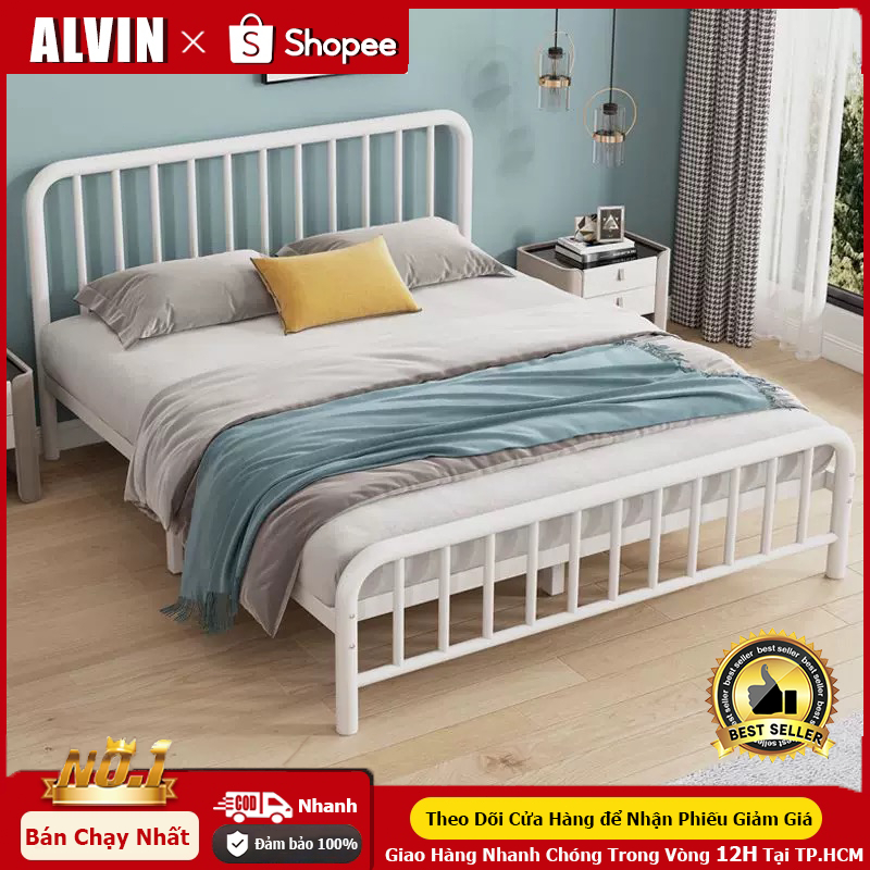ALVIN giường ngủ Giường sắt mỹ nghệ nhiều kích thước từ 1m đến 1m8 mẫu