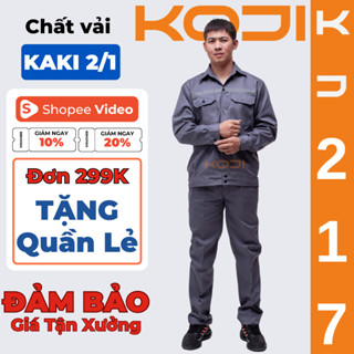 [NHẬN ĐẶT MAY] Bộ Quần Áo Bảo Hộ Lao Động Nam KOJI KJ217 Vải Kaki 2/1 Màu Chì có Phản Quang Đồ lao động nam thoáng mát