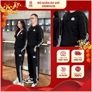 Bộ quần áo gió thu đông NỮ GUNO có mũ dây rút sọc bản to 24DBNU20