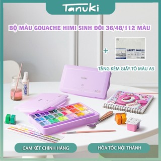 [TANUKI ART] Set Màu Gouache HIMI Twin Split Cup 36/48/112 Màu (Tặng kèm giấy vẽ)