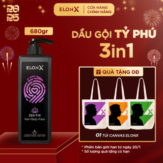 ElonX ZEN P.M - 680gr - Dầu gội sữa tắm 3 trong 1 - Mùi Rêu Sồi của rừng rậm và Vetiver mùi cỏ ấm áp