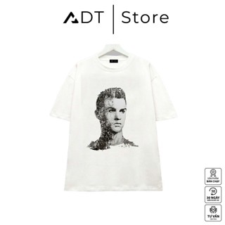 Áo thun ADT.Store x Bóng đá. Mẫu hình Vintage Ronaldo CR7 Tay Lỡ Unisex - Đen/Trắng Cổ Tròn