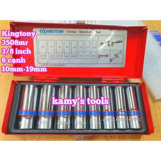 Bộ tuýp 3/8 inch dài 8 chi tiết 6 cạnh kingtony 3508mr 10mm-19mm