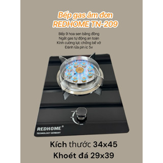 BẾP GAS ÂM ĐƠN 9 ĐẦU ĐỐT REDHOME TN 209 ( ngắt gas tự động , có thể đặt dương và âm )