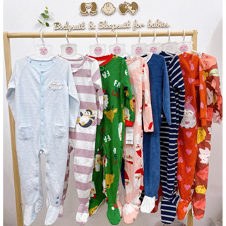 (B3) (Size 18-24m) Sleepsuit NỈ, COTTON bộ body dài tay liền tất hàng xuất dư các hãng cho bé 2 tuổi (chọn mẫu)