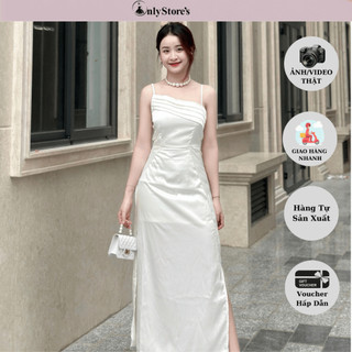 TK061 Đầm lụa 2 dây xéo sang trọng