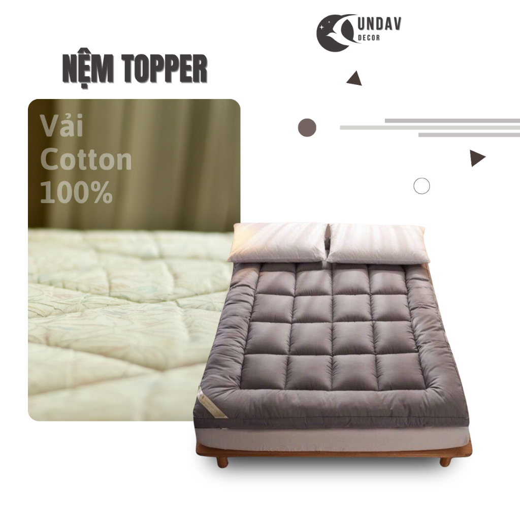 Nệm topper tẩm bảo vệ nệm trải sàn tiện nghi dày 6-8cm 1m2x2m 1m4x2m 1m6x2m 1m8x2m 2m2x2m