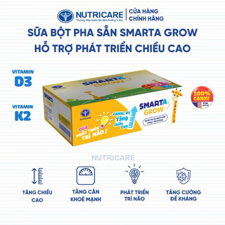 Thùng sữa bột pha sẵn nước Nutricare Smarta Grow hỗ trợ tăng chiều cao