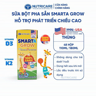 Thùng sữa bột pha sẵn nước Nutricare Smarta Grow hỗ trợ tăng chiều cao
